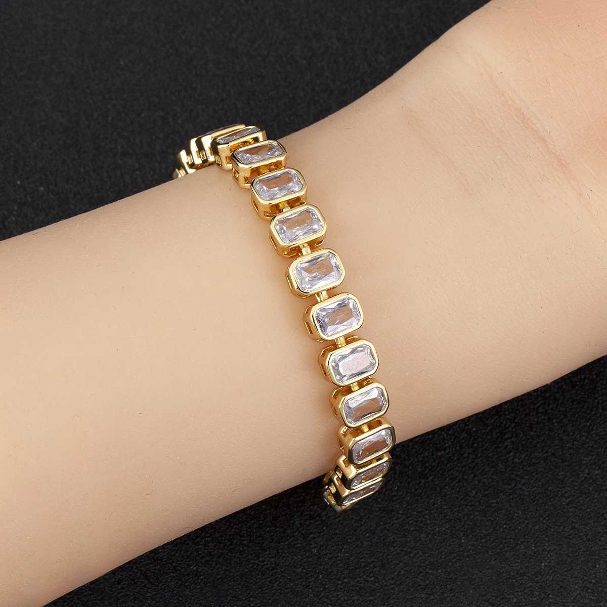 Nidin New Trendy Heart/Rectangular Shape Cubic Zirconia Charm Bracelets For Women Fashion Female OL Style Jewelry Birthday GiftsT251110