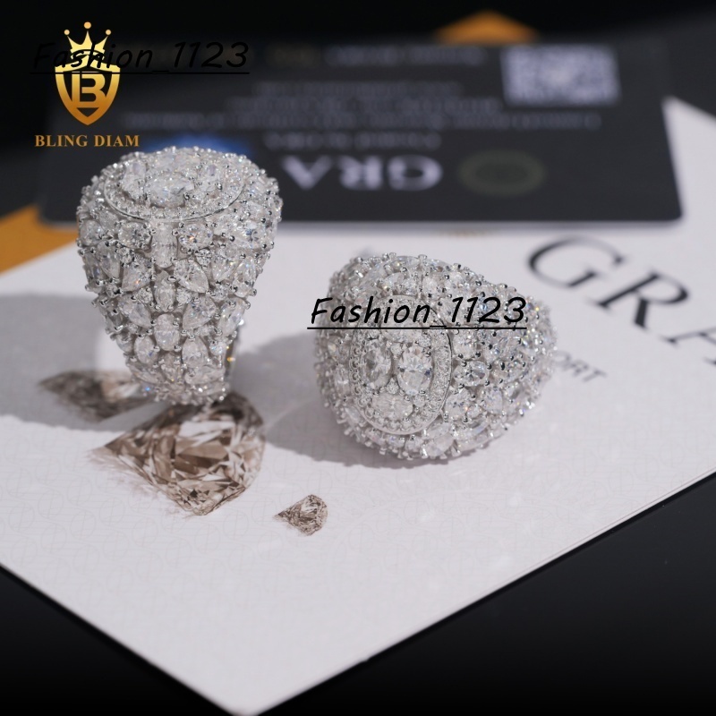 Fashion 925 Silver Rings for Men Moissanite Iced Out Moissanite Hip Hop Jewelry High Quality Diamond Pass Diamond Test with GRA