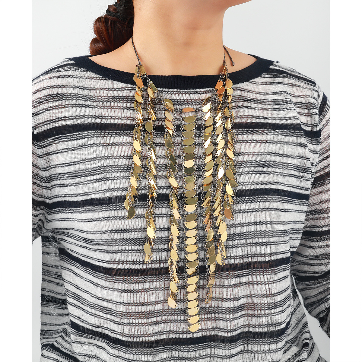 Autumn Exquisite Multi Layer Sequin Tassel Necklace Hand Woven Bohemian Style Charming Girl Gift Necklace