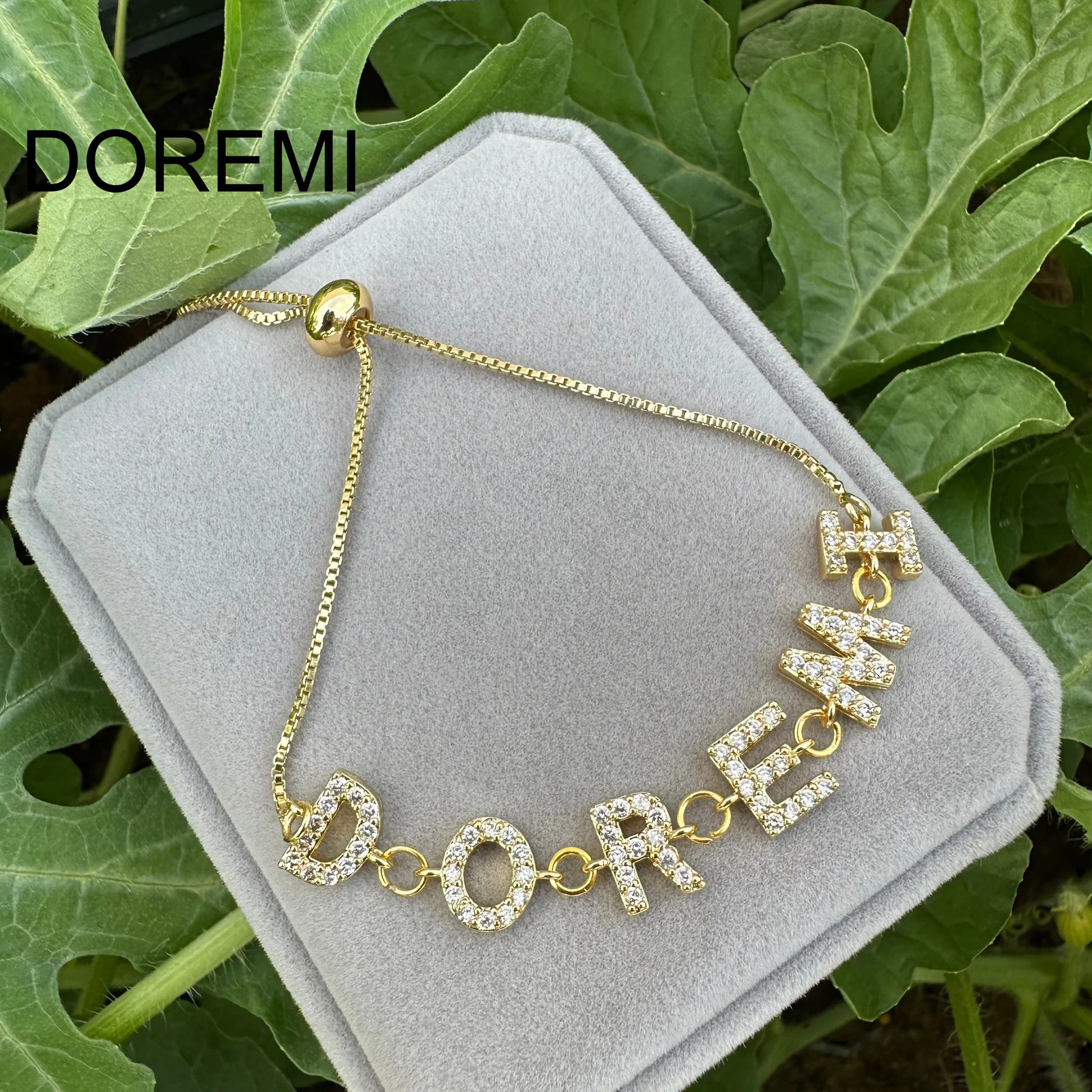 Doremi Diamond Letter Alphabet Bracelet Dainty 26 Letter Initial Charm Bracelet Gold Jewelry Initial Letter Zircon Name Bracelet 250408