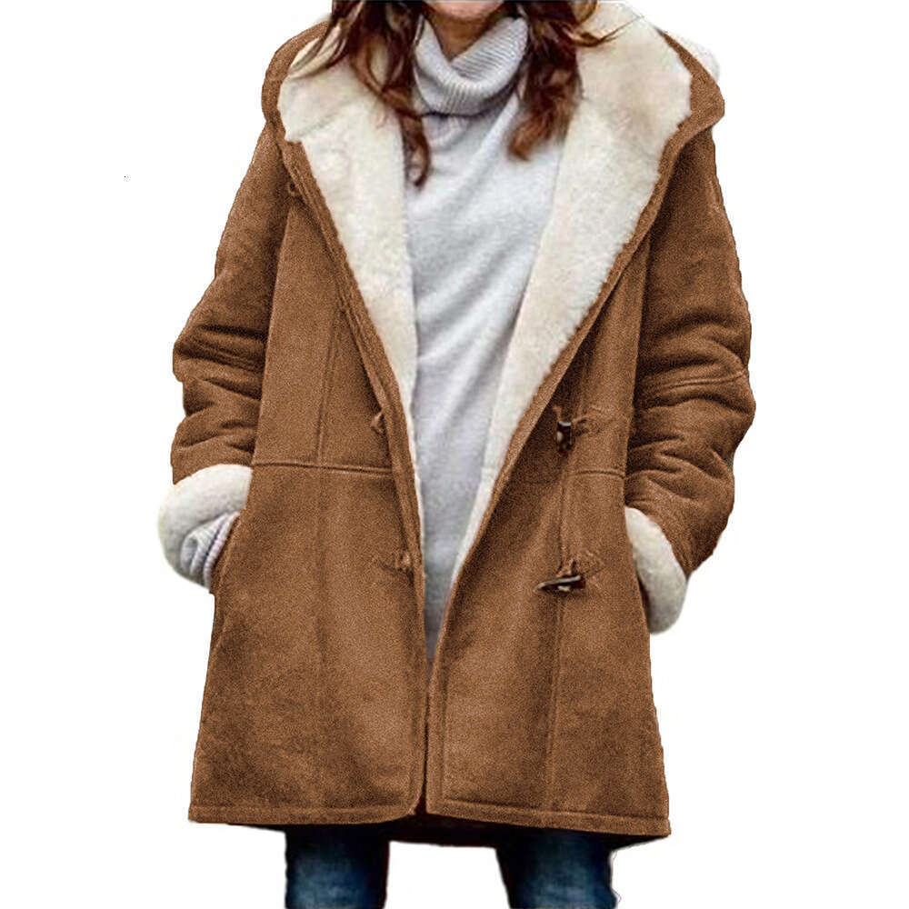 European American Cross-Border New Style Top with Fleece Collar and Pockets for Women