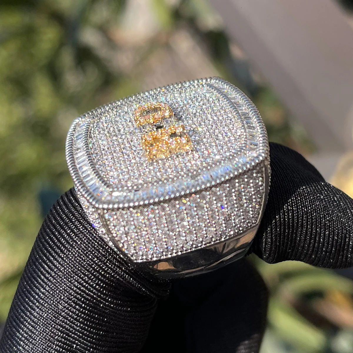 Bubble Letter Personalized Name Rings for Men Full Iced Out Cubic Zirconia Prong Setting Hip Hop Jewelry 250409