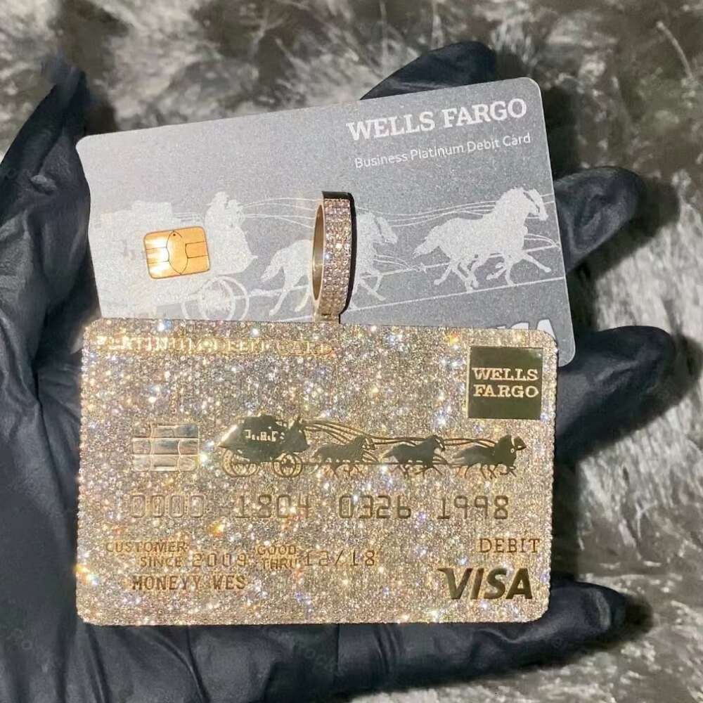 Hiphop Jewelry Credit Card Pendant for Rapper 925 Sterling Silver Custom Iced Out VVS Custom Moissanite Pendant