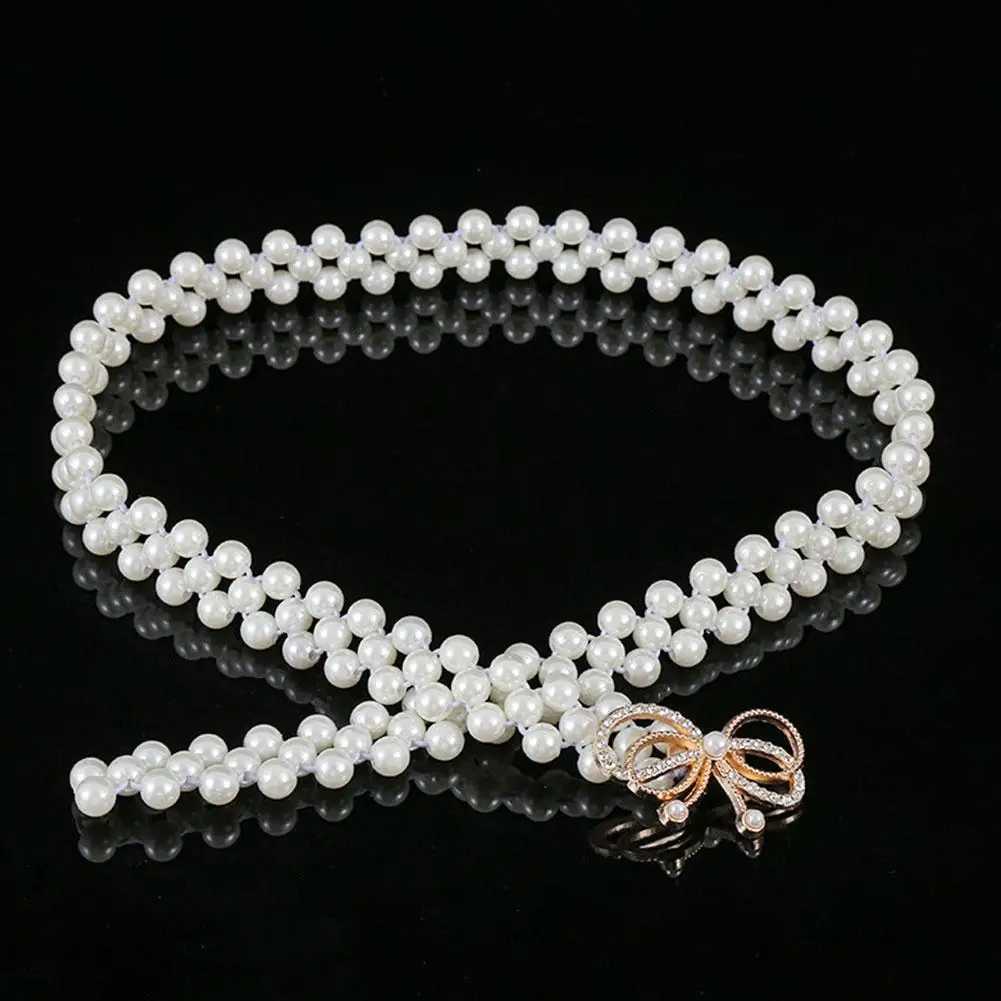 Elastic pearl strap suitable for white pearl rhinestone crystal belt wedding belt bride belt sexy maid dress girl belt X250410