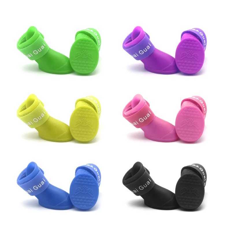 2 pairs of waterproof silicone rain boots with adjustable adhesive tape for pets outdoor activities Y5GB T2504010