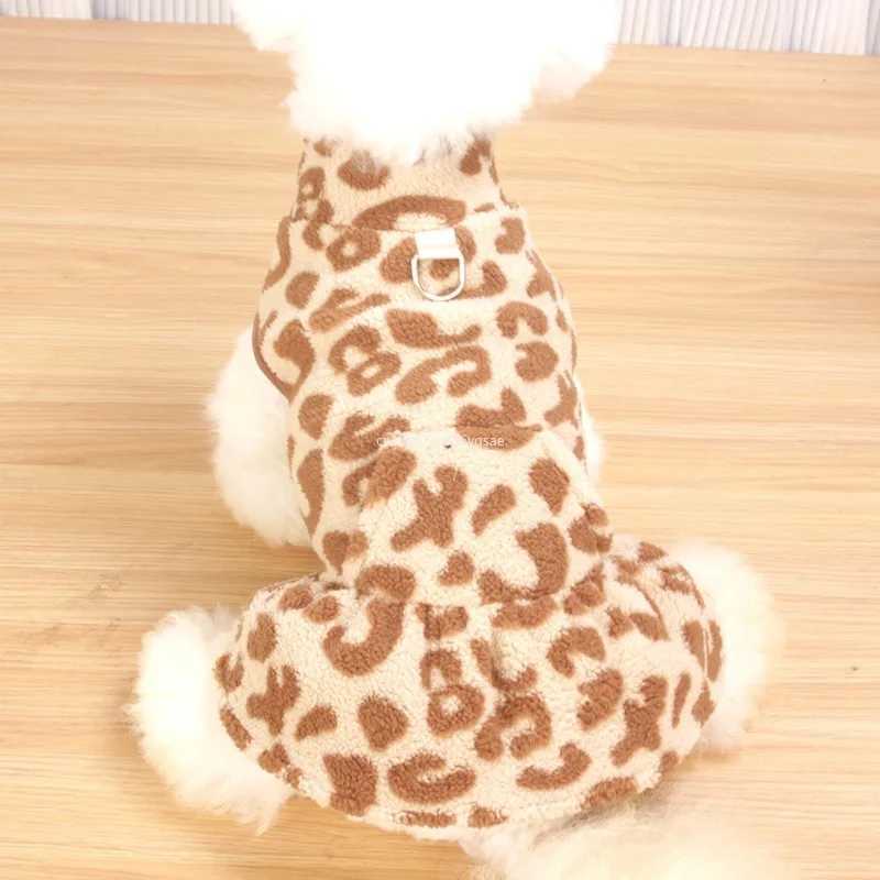 Leopard Dog Dress Coat Winter Fleece Pullover Sweatshirt Pet Clothes Sleeveless Vest Hoodies Puppy Skirts for Small Dogs Chiwawa J251110
