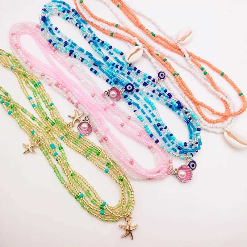 2 sexy belly chains for Wenbo River summer beach waist beads devils eye starfish shell star pendant African body jewelry X250410