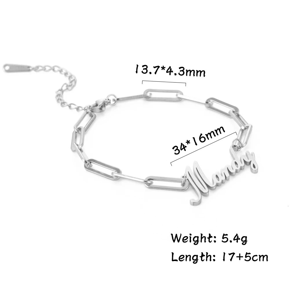 Sipuris Customized Name Bracelet Personalized Stainless Steel Rectangular Chain Letter Bracelet Unique Jewelry Family Gift 250408