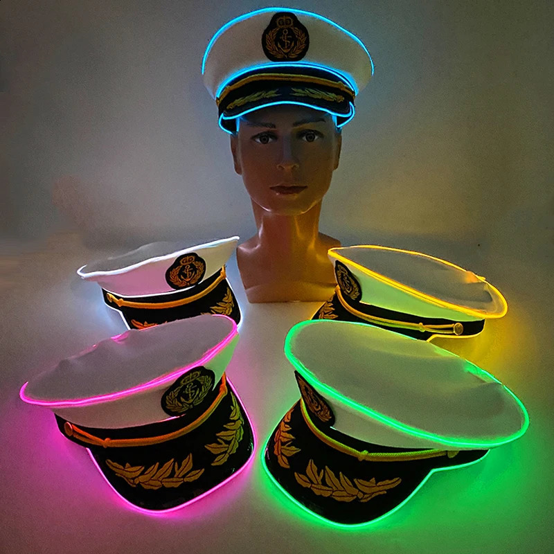 Cool Luminous Navy Hat Holiday Glow Supplies Adult Headgear Hat Glow LED Hat For Night Party 250410