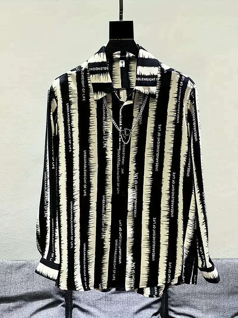 Long Sleeve Shirt Mens Black Series 3D Printed Fashion Casual Business Shirt Mens And Womens Oversized Breathable Lapel Shirt 250408