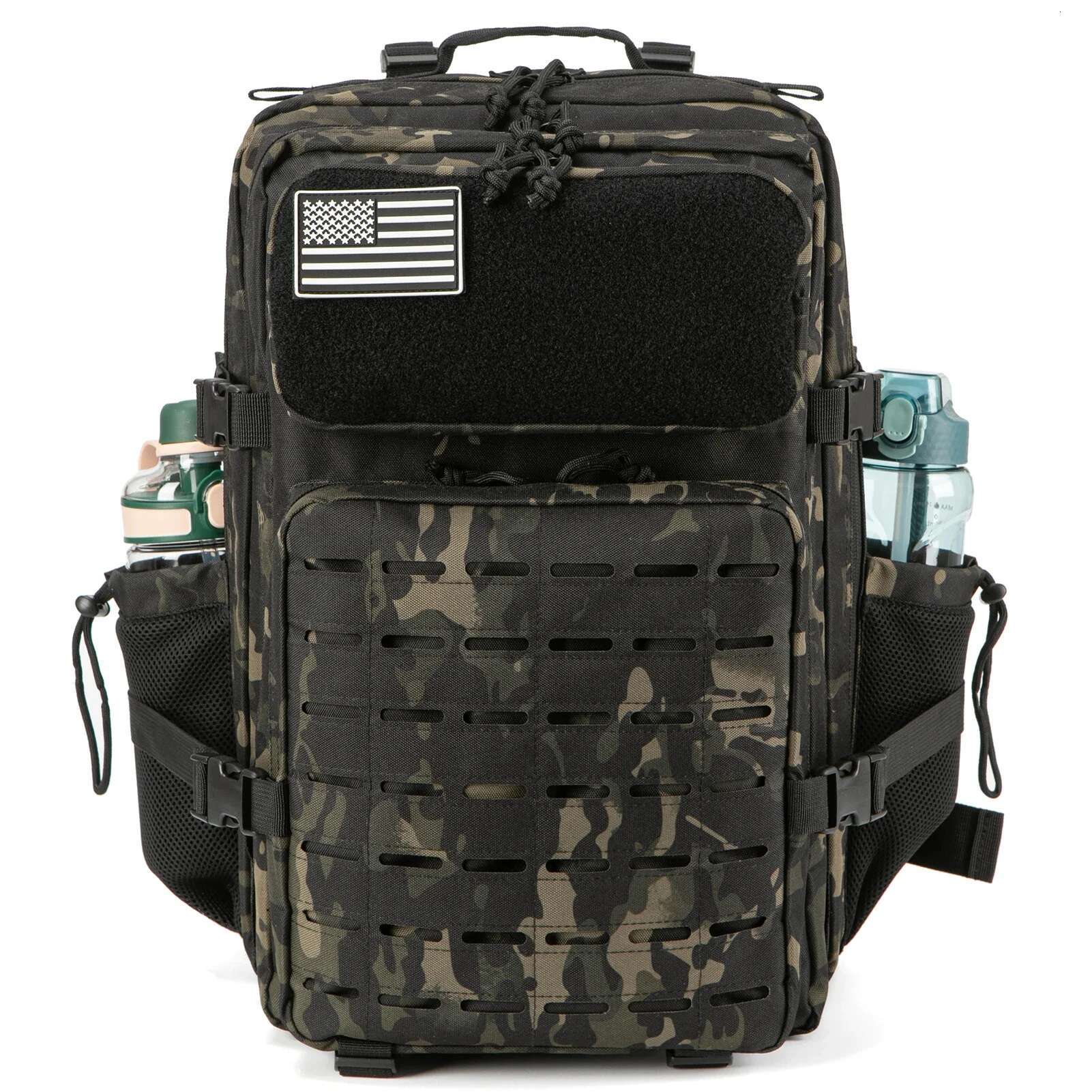 Tactical Backpack Outdoor For Women Men Laser Cut Molle Hiking Day Pack School Bag Gym Rucksack With Dual Cup Holder
