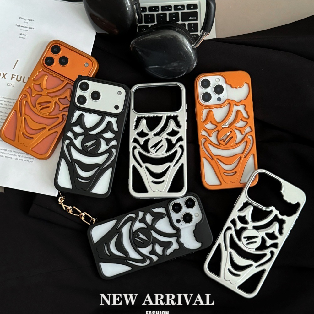 Simple Hollow Clown Phone Case Compatible with iPhone 17/16 Cartoon Shockproof iPhone 15/14 Pro Solid Color