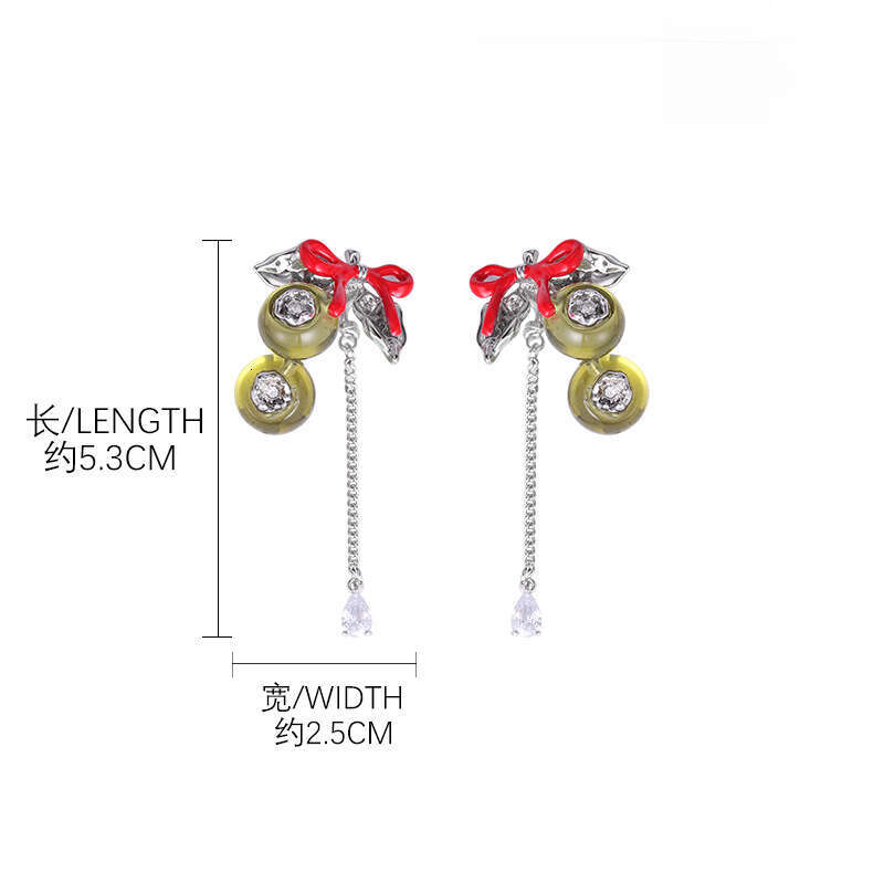 Light Luxury High-End Bow Grape for Women Original Design Long Sweet Cool Style New Tassel Earrings