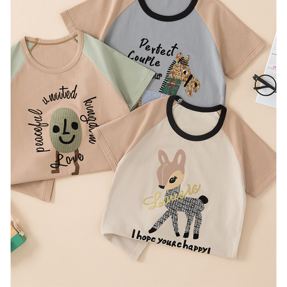 Ddmyshoesvip Boys Pure Cotton Short Sleeved T Shirt Summer New Korean Version Clothing Cartoon Printed Children S Baby Top