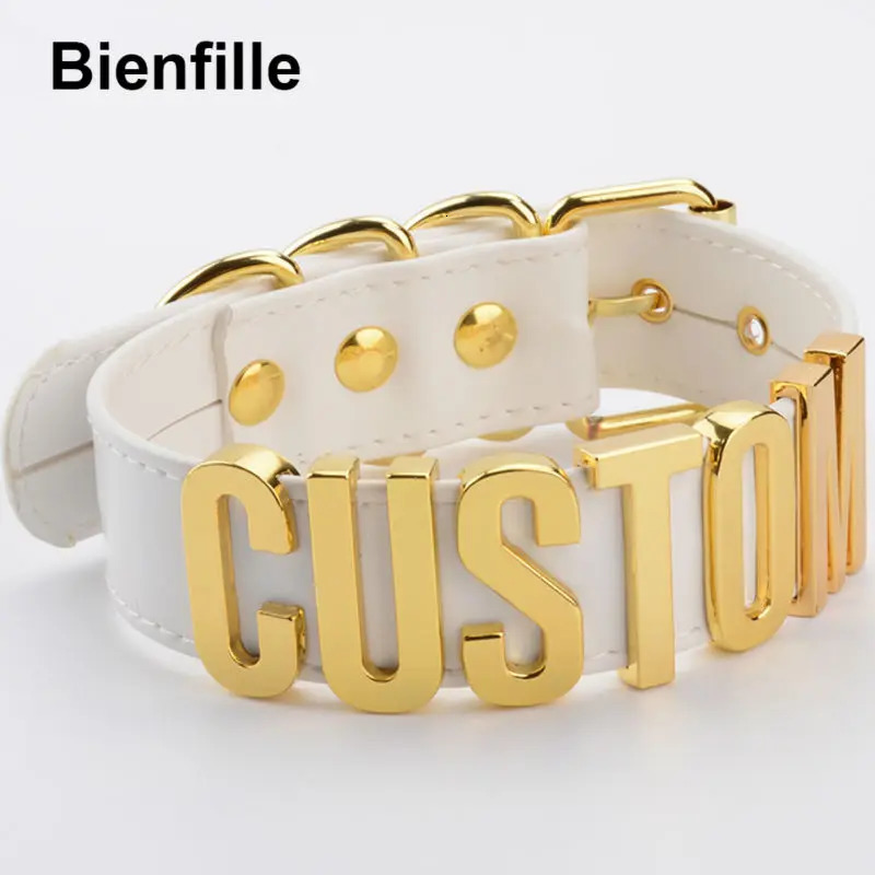Romantic Gift Customized Choker Collar Necklace PU Leather Custom Personalized Name Choker Cosplay Choose Letters Necklace Women 250409