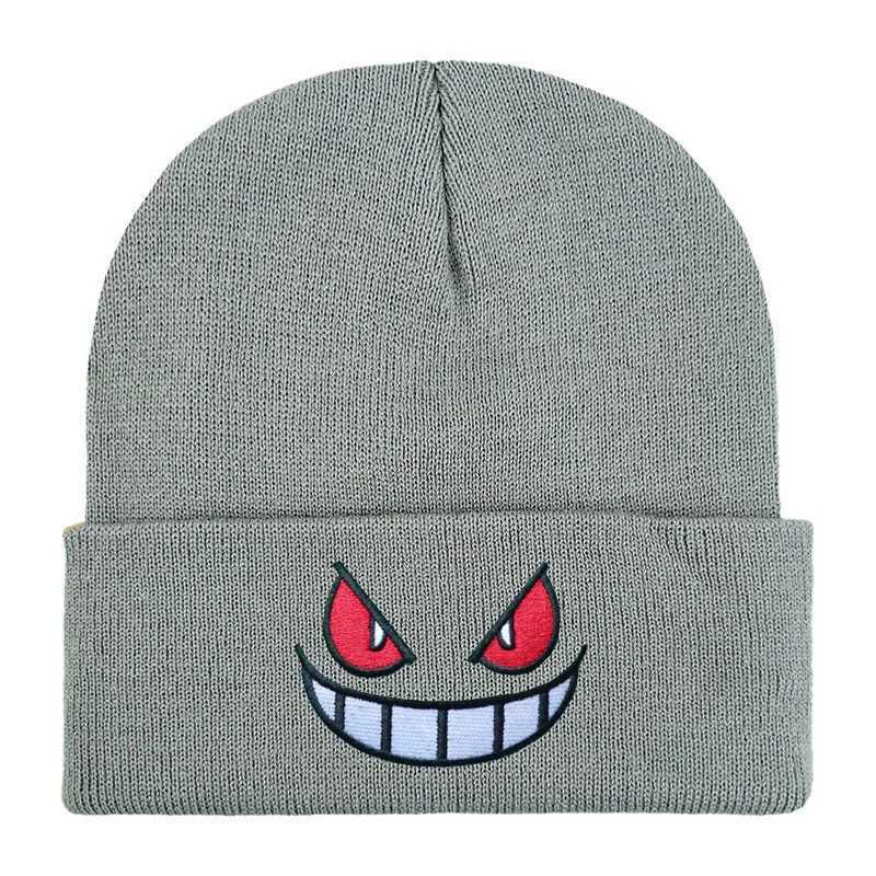 16 Colors Unisex Autumn Winter Outdoor Beanie for Men Women Knitted Gengar Hood Hat Embroidered Casual Outside Halloween HatsXJ251110