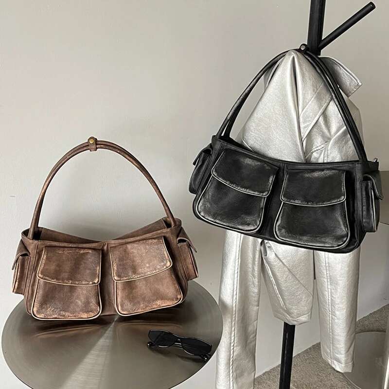 Vintage Y2k Underarm Bags For Women Designer Handbag And Purse 2023 New In Moto & Biker Multiple Pockets Square Shoulder