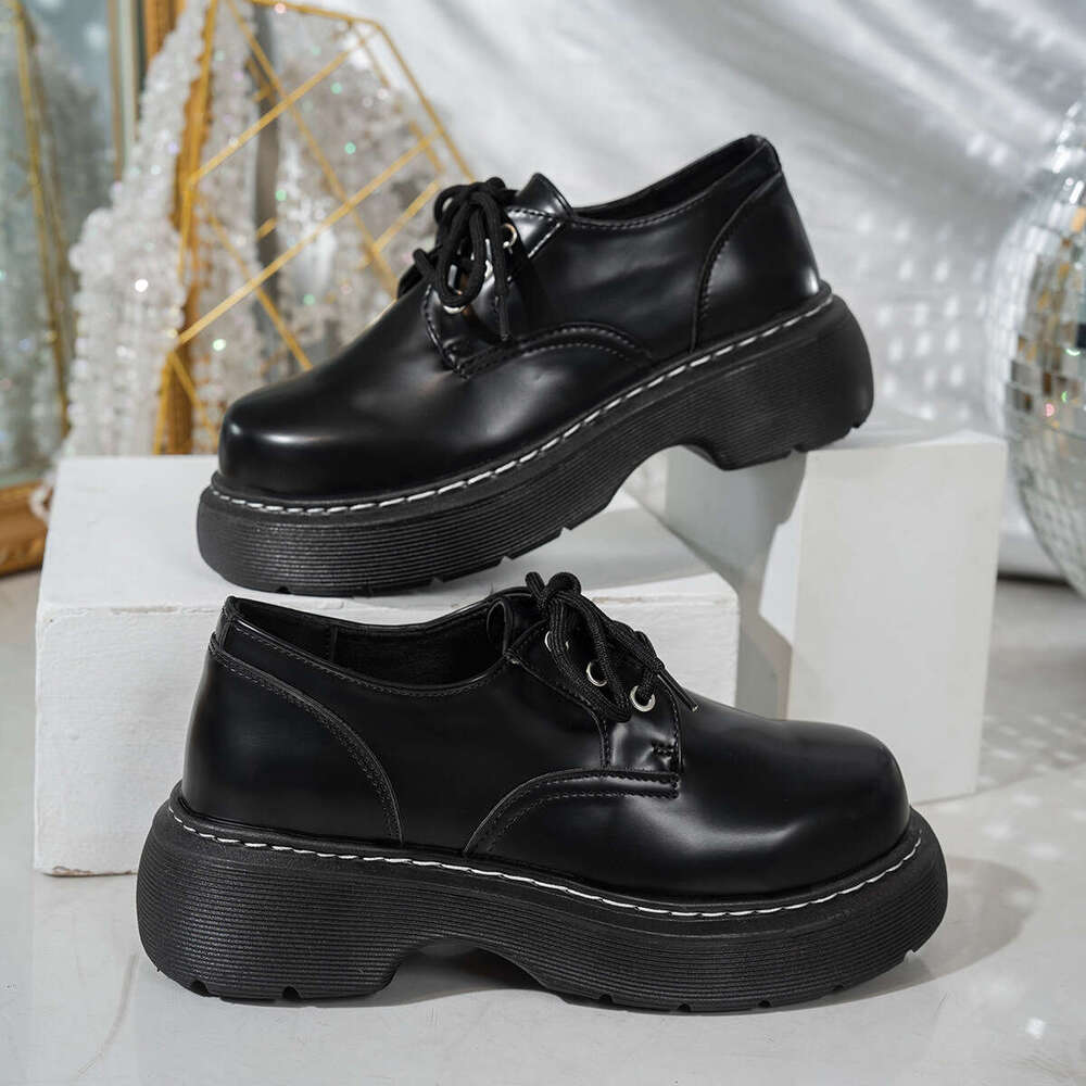 Woman Sandals British Big Toe Small Leather For Women New Sponge Cake Thick Soled Women S Casual Shoes College Style Single Shoes