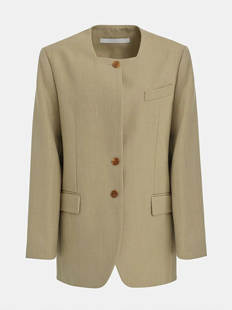Casual Solid Jacket Womens Square Collar Single Chest Full Sleeve Pocket 2025 Spring Fashion 250407