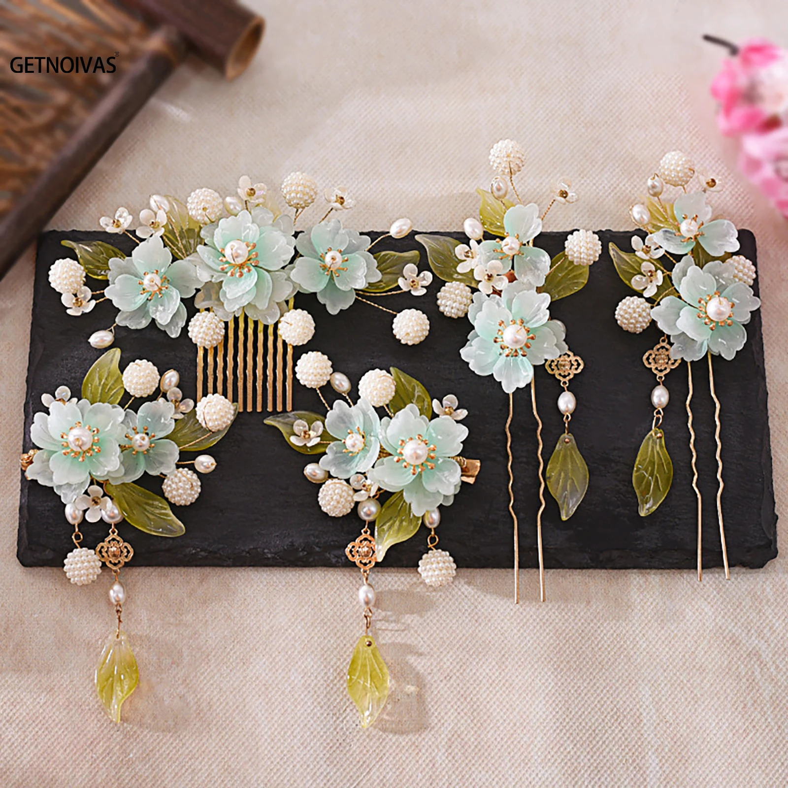 Retro Clockwork Fairy Hair Clip Hanfu Hair Accessories Womens Flower Tassel Hair Clip Fork Head Hair Jewelry 250409