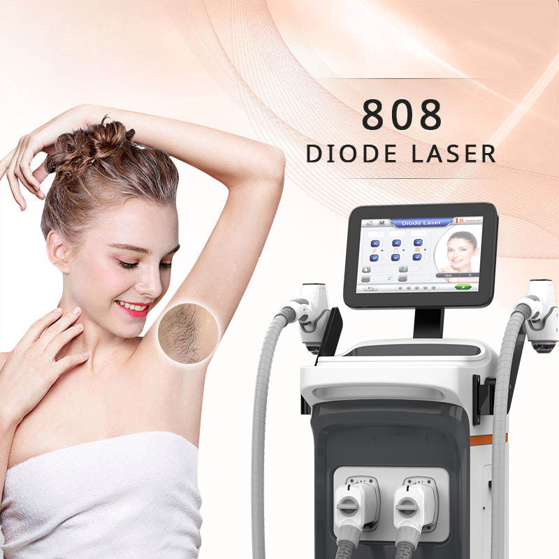 Removable Hair Removal Device 4 Wavelengths 755nm 808nm 940nm 1064nm Dual Handle Diode Laser Machine for Hair Removal