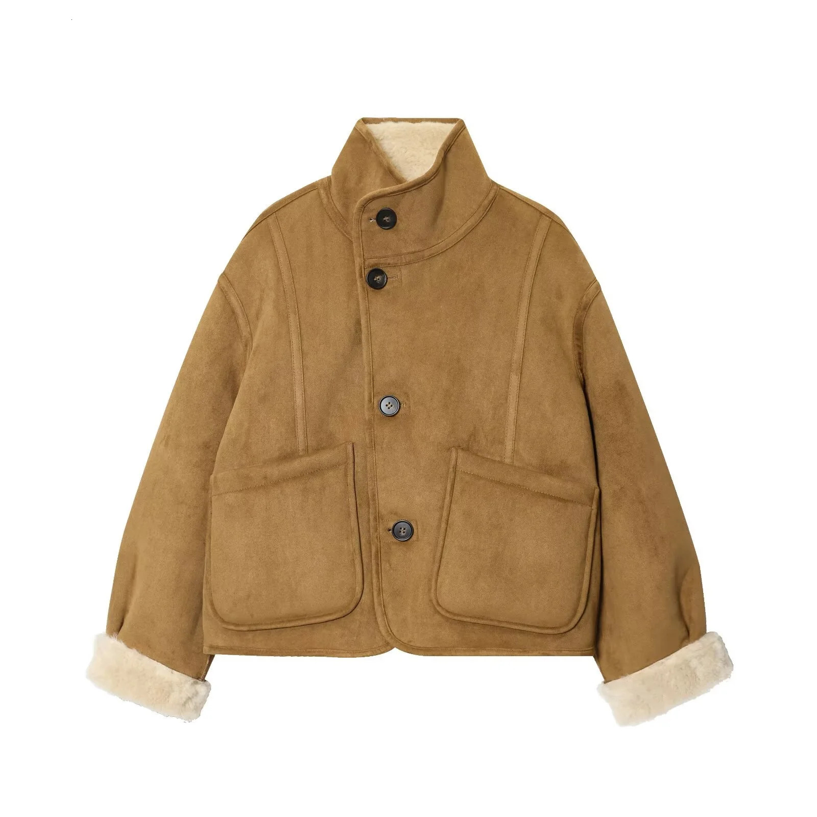 Autumn Womens Fashion Casual Loose Versatile Double sided Wear High Collar Long Sleeve Jacket Top Coat 251110