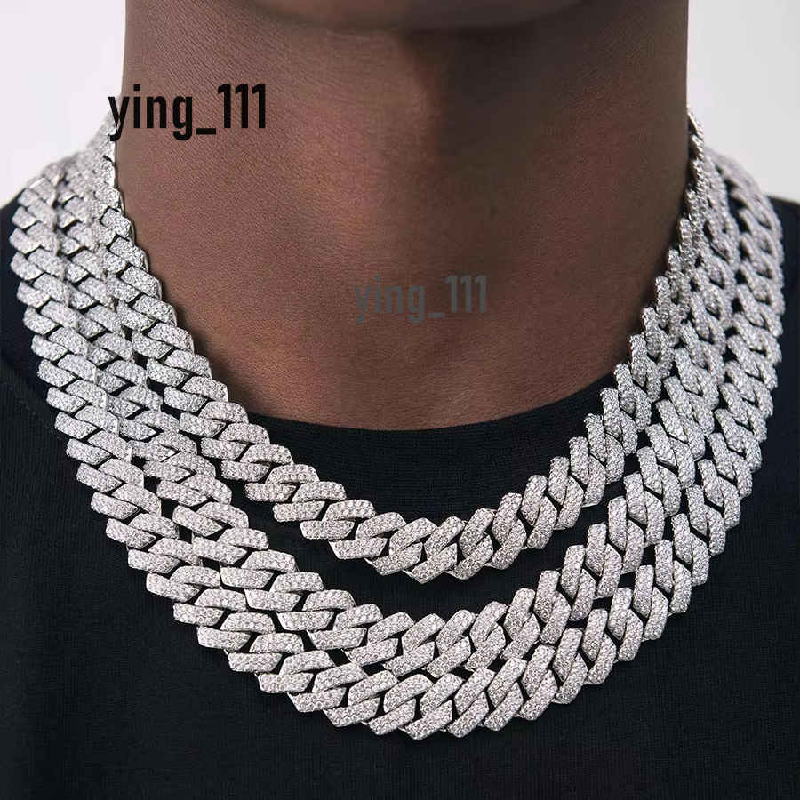 100% Pass the Diamond Tester Moissanite Cuban Chain 925 Silver VVS Moissanite Diamond Necklace Link for Men/women