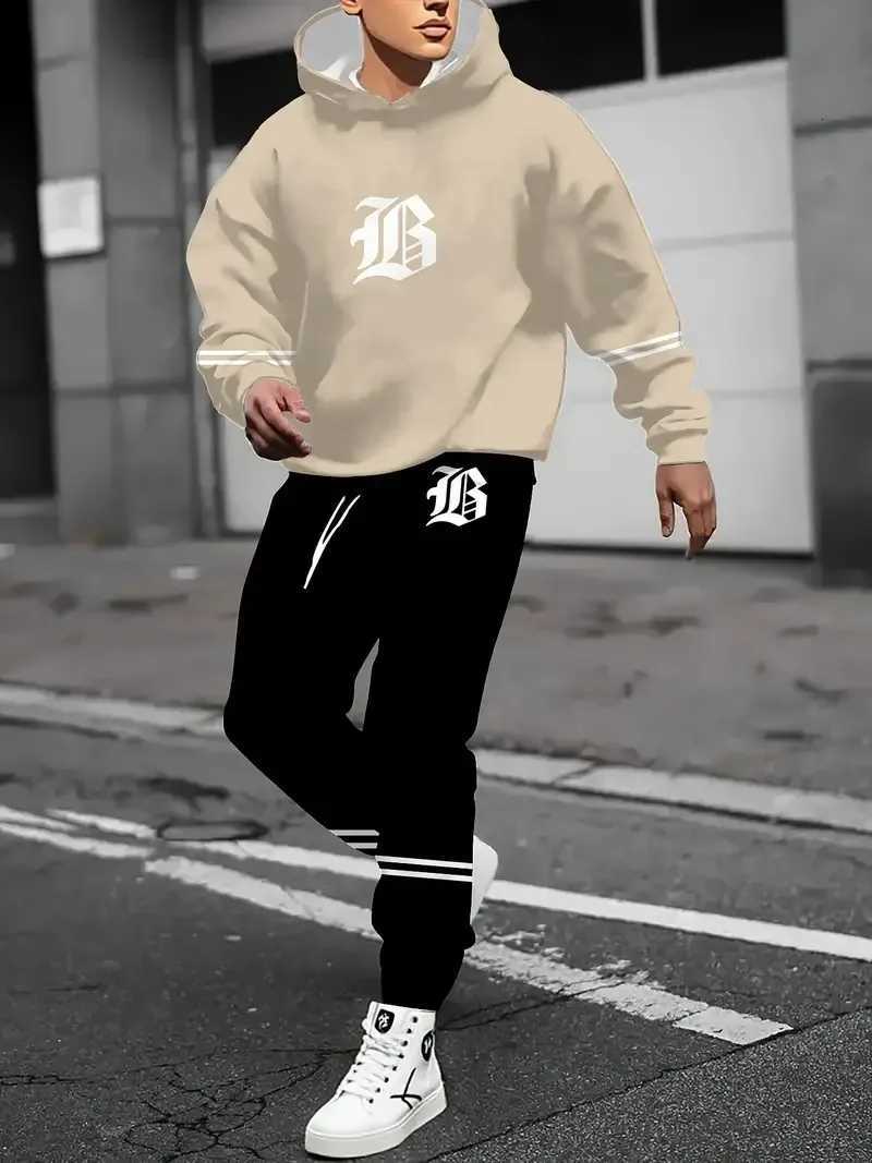 The new mens set for Spring and Autumn 2025 features a casual fashionable soft and comfortable 3D letter pattern print W251110