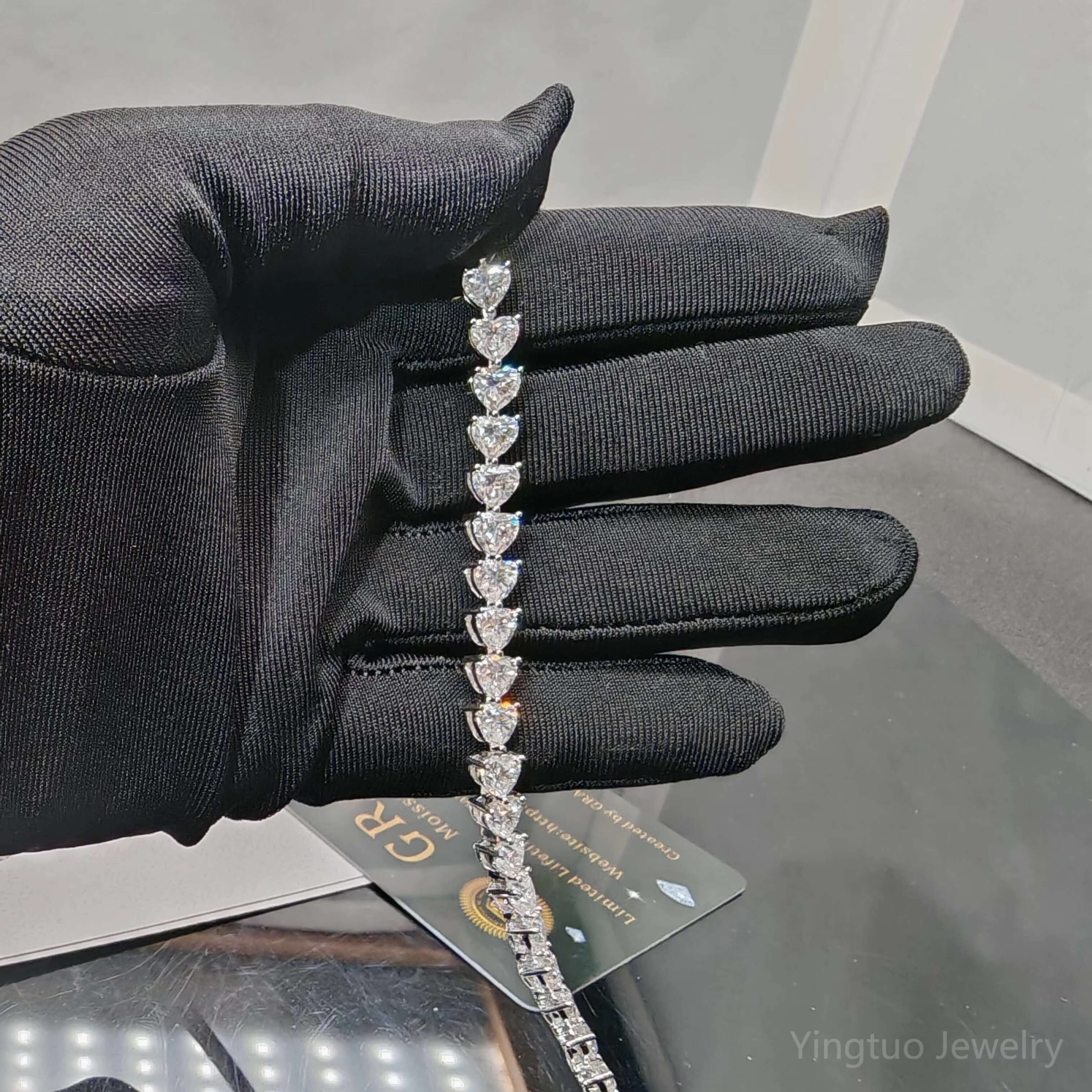 100% Pass Tester Heart Shape Moissanite Diamond D VVS Moissanite Tennis Chain Hip Hop Style Rapper Charm Tennis Chain for Men
