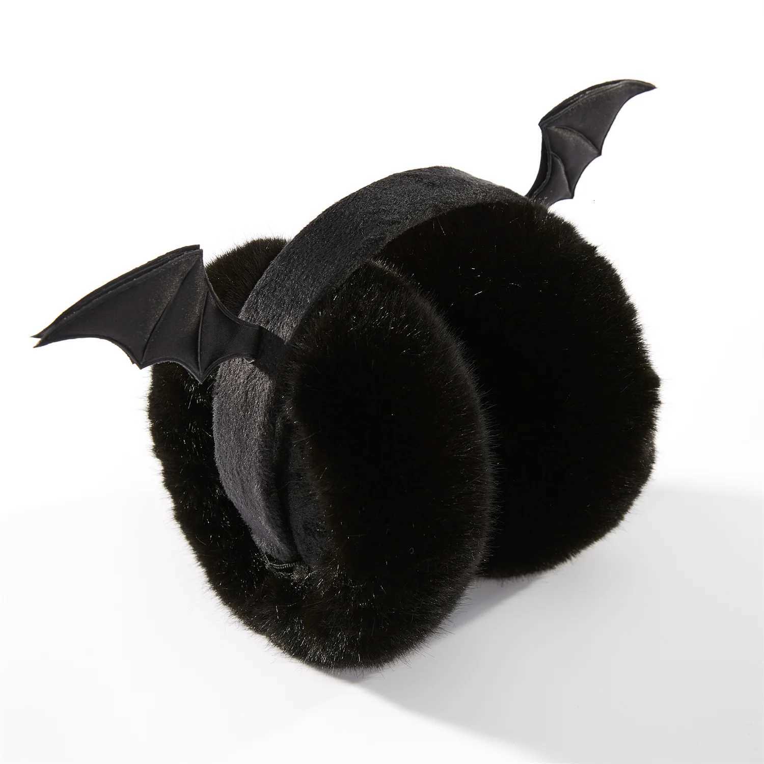2024 Halloween Earmuffs Fashion luxurious Funny Bat Wings Black Ear Muffs High quality hypoallergenic imitation rabbit fur W251110