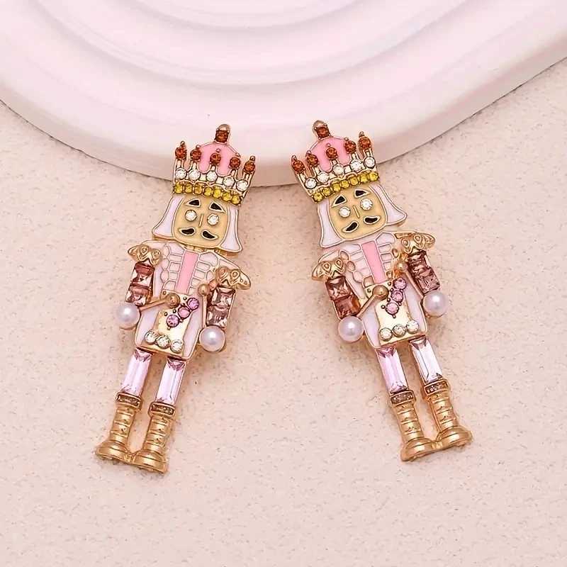 Creative Cute Nutcracker Earrings Exaggerated Alloy Rhinestone Nutcracker Soldier Earrings for Women Christmas Jewelry J251110