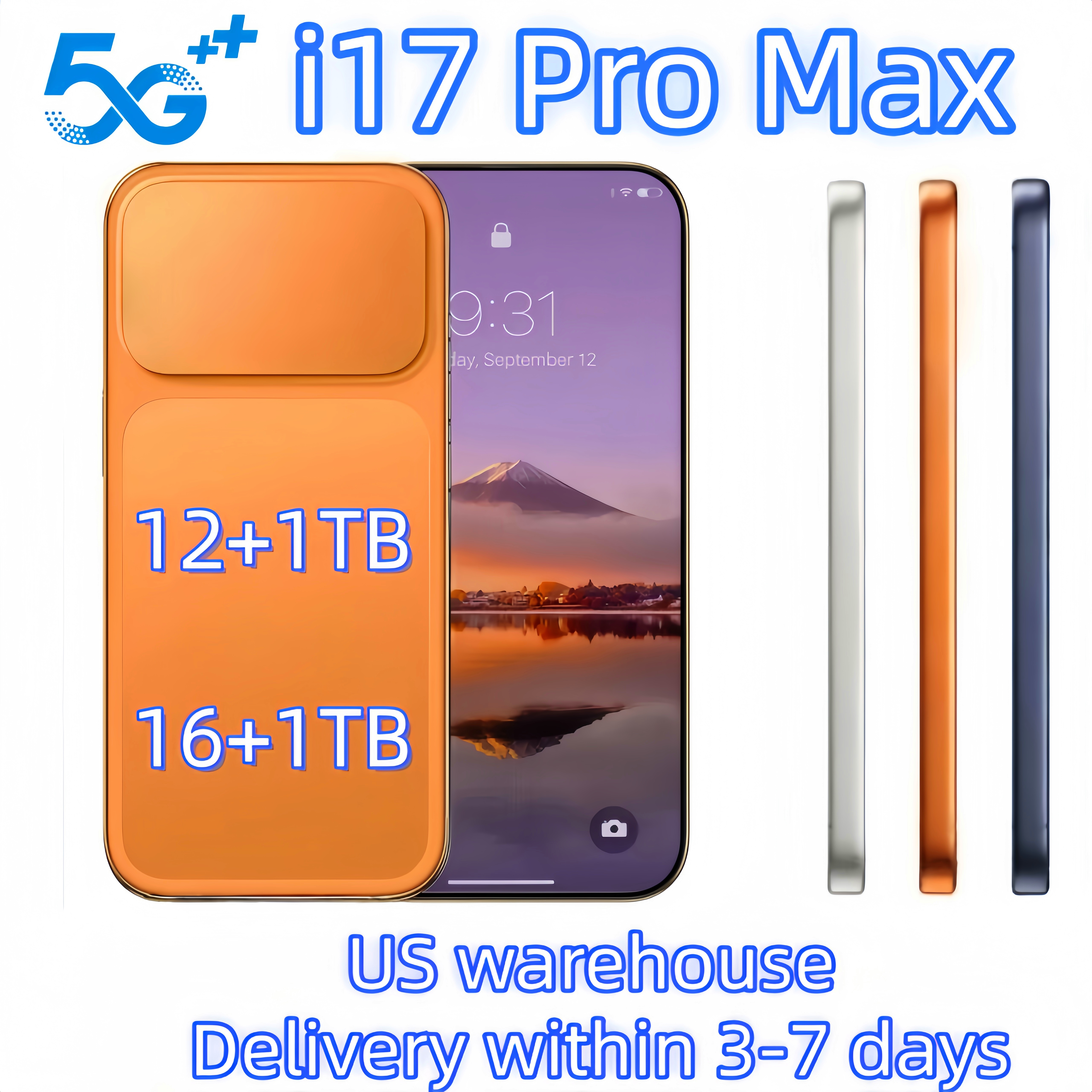 i17 i16 pro max cell phone smartphone 5G 16GB RAM 2TB Camera 48MP 108MP Face ID GPS Octa Core android mobile phones