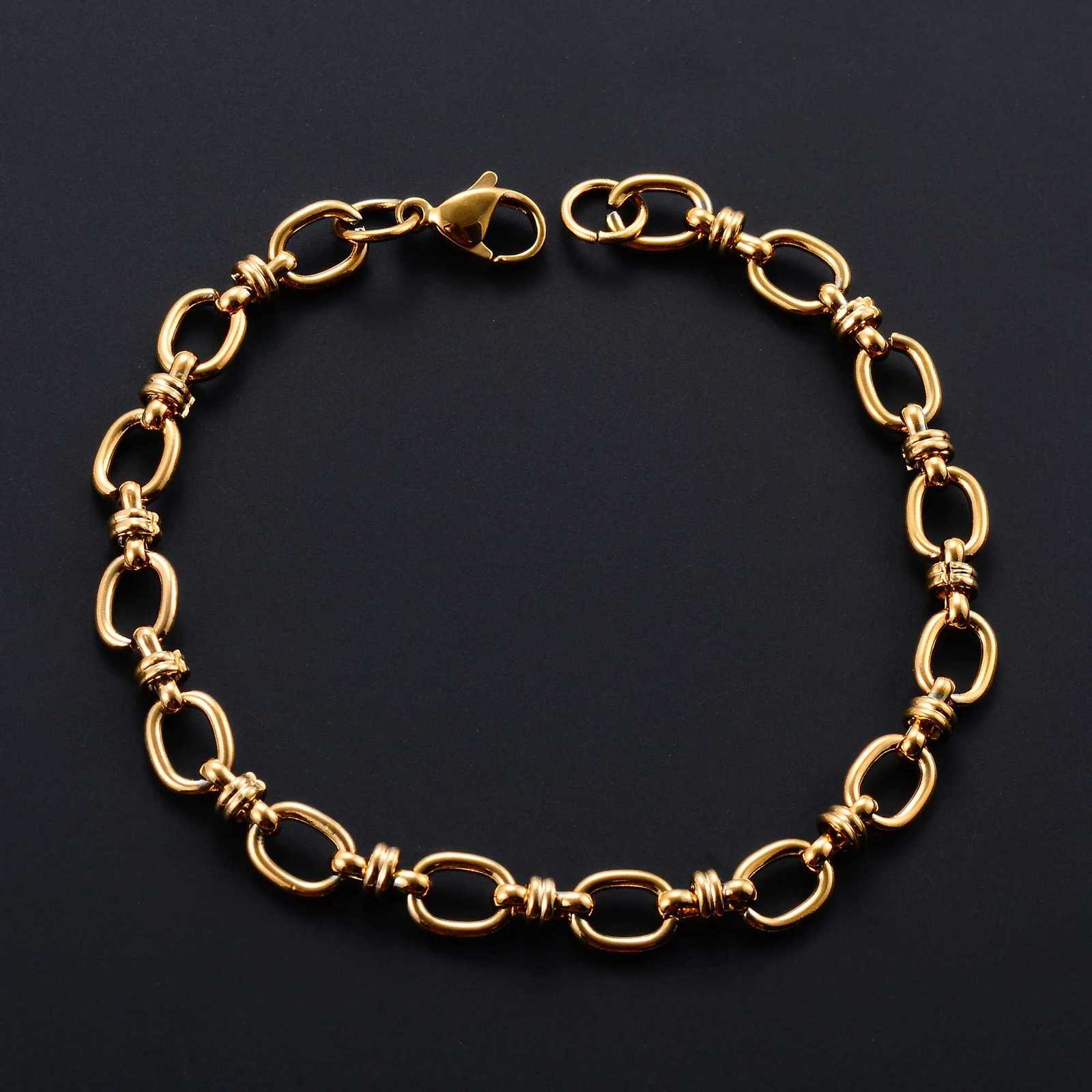 65mm Punk Handmade Stainless Steel Bracelet Link Oval Chain for Women Men Rock Boy Hand Chain Wristband Anklets Metal JewelryT251110