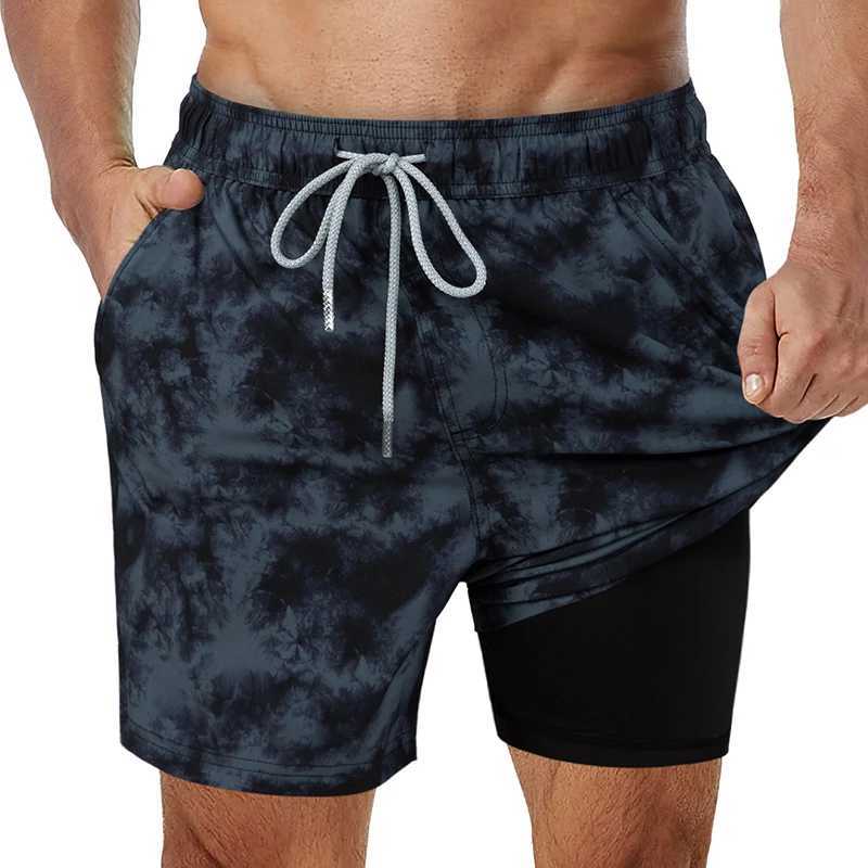 SURFCUZ mens swimming rod with compression lining elastic beach shorts quick drying no reverse gear swim board shorts with pockets X250410