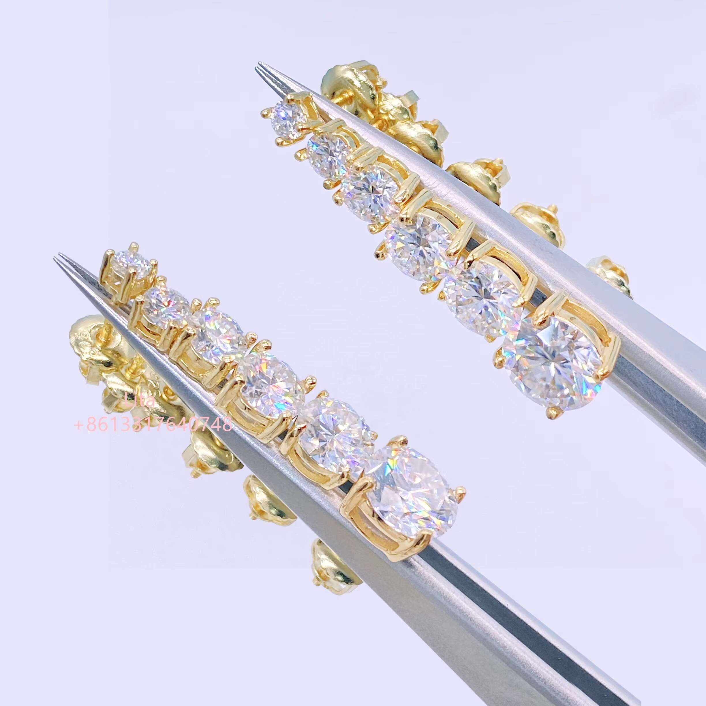 Wholesale Price 0.5ct 1ct 2ct Moissanite Earrings 925 Sterling Silver Screw Back Moissanite Stud Earring