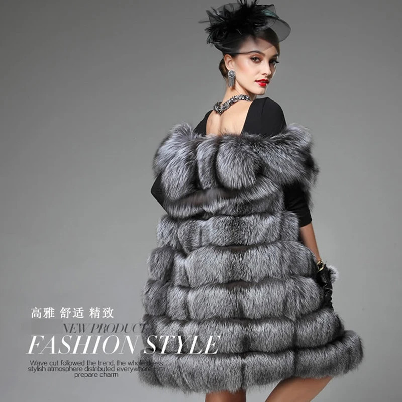 European station high fur vest womens entire skin silver fox Fox hair long Korean version of a large coat jacket 251110