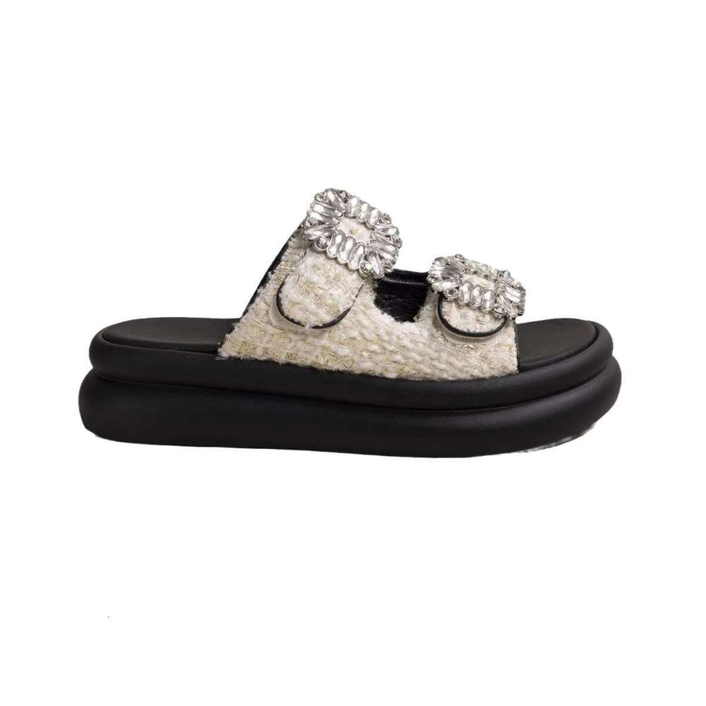 Women's Thick Summer Sole Large Solid Color Slippers Banquet Party Beach Fashion Sandals