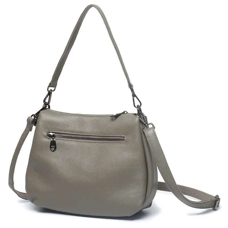 Genuine Leather Commuter Handbag Multiple Compartments - Versatile Shoulder Crossbody Bag For Women With Dual Straps