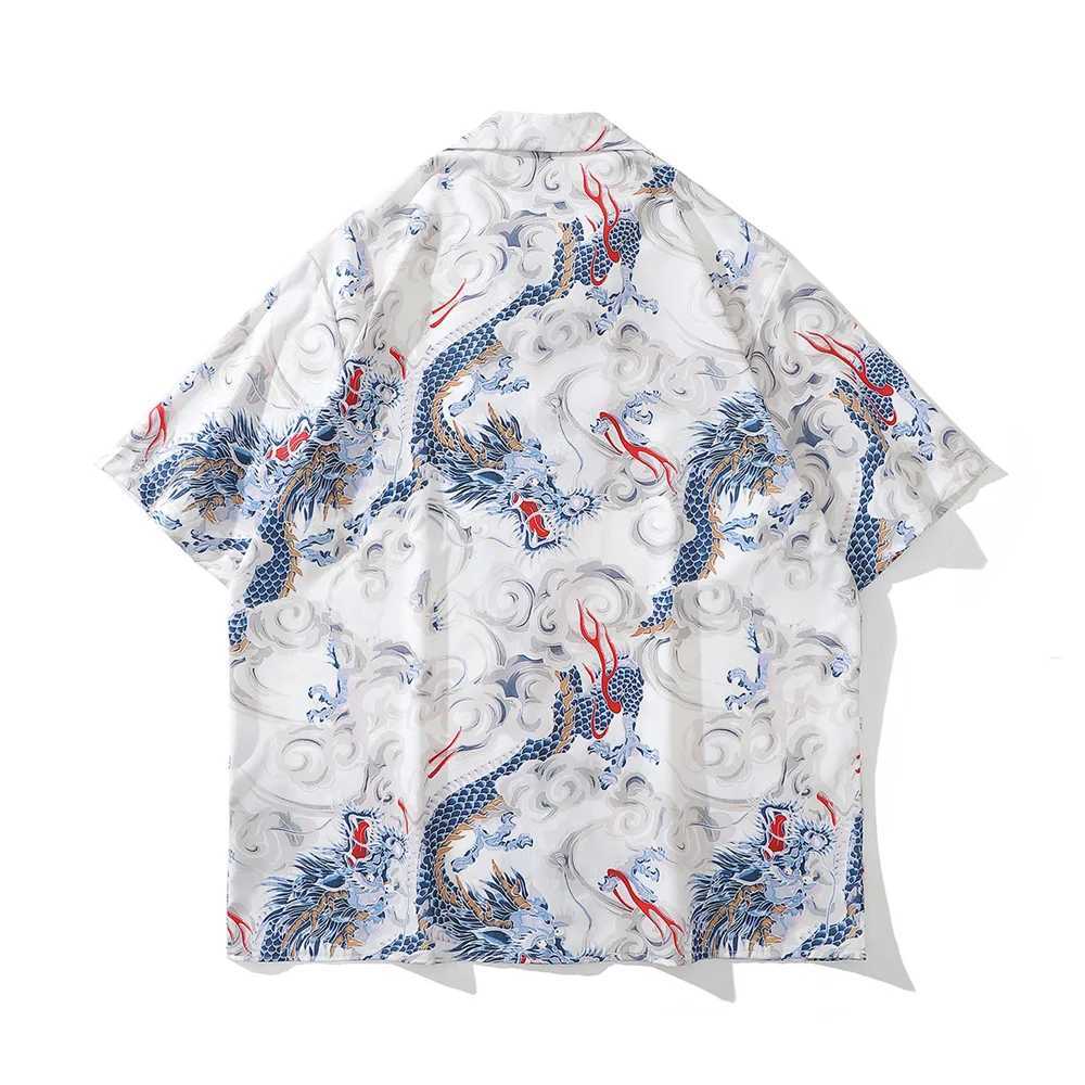 Black Dragon Mens Full Print Retro Shirt Button Mens Street Shirt Mens Top X250410