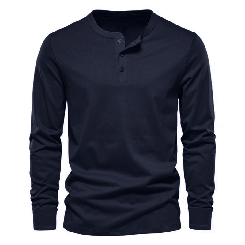 2025 Spring and Autumn Mens Long sleeved T-shirt Mens Sports Fitness Mens Henley Shirt
