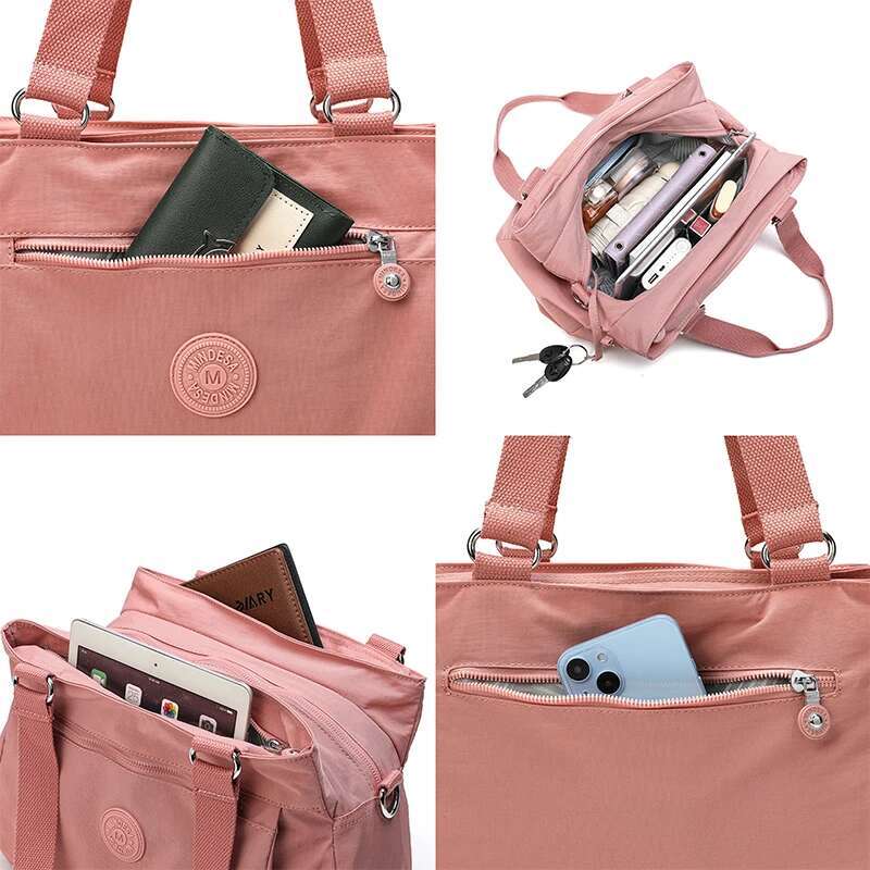 Mindesa High Quality Women Portable Nylon Fashion Shoulder Crossbody Handbag Tote Bag Lightweight Waterproof 8710