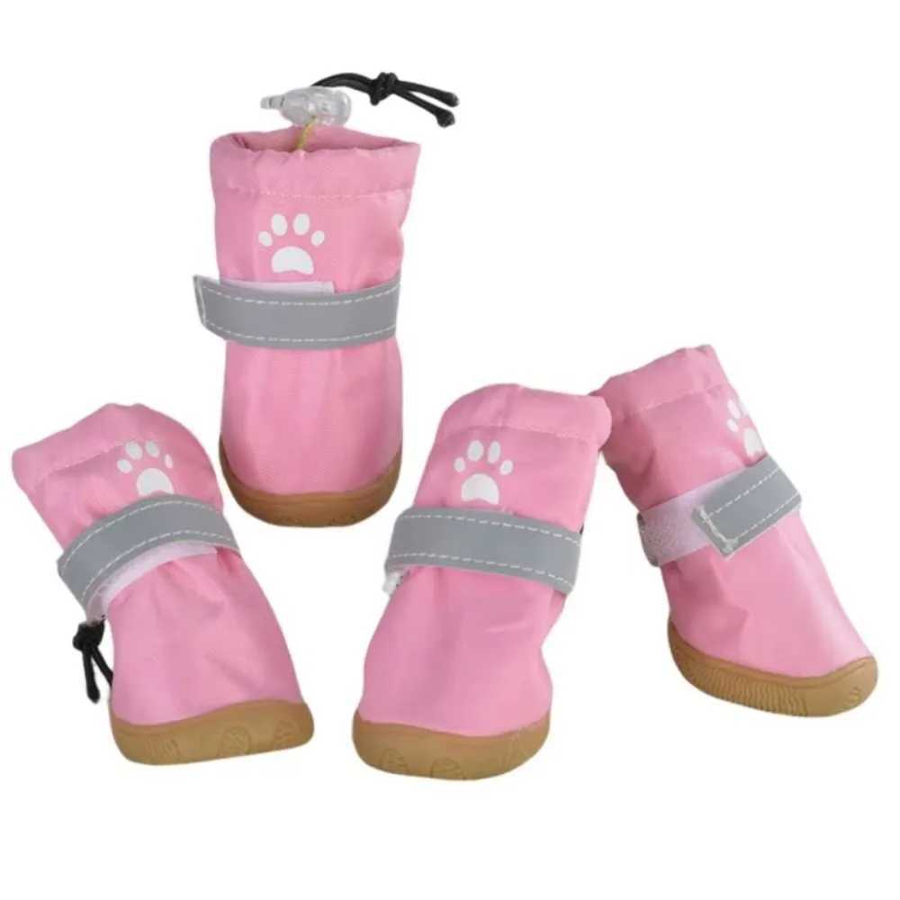 4-piece/set cute waterproof pet dog shoes anti slip and wear-resistant puppy boots reflective pet rain shoes for outdoor use T2504010