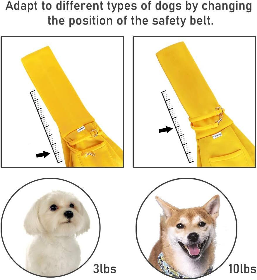 fdjasgy small pet strap strap hands free double sided pet dog bag handbag with pocket safety belt for dogs and cats outdoor travel lemon yellow