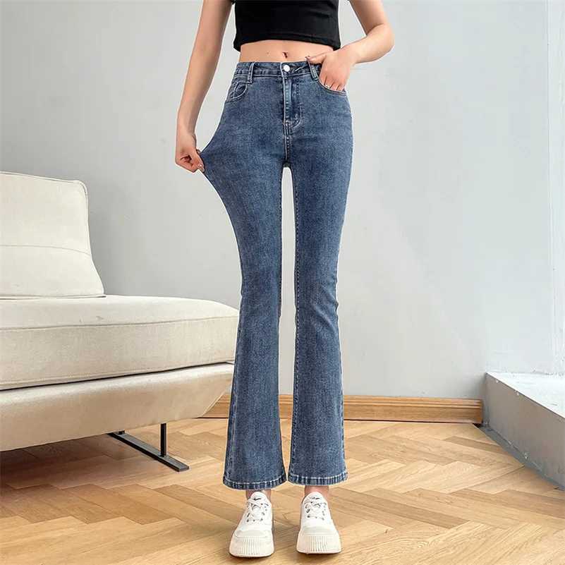 Women Fashion Flare Jeans Winter Streetwear Y2K Straight Pants Ankle Length Denim Jeans Girls Party Casual Retro Blue Trousers C251110