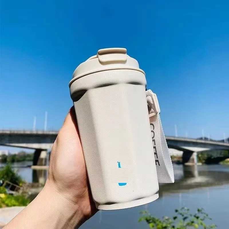 Fashionable cup 450ml Ceramic Liner Thermos Coffee Cup Double Wall Stainless Steel Vacuum Insated Thermos For Coffee Thermal g Gift Y251110