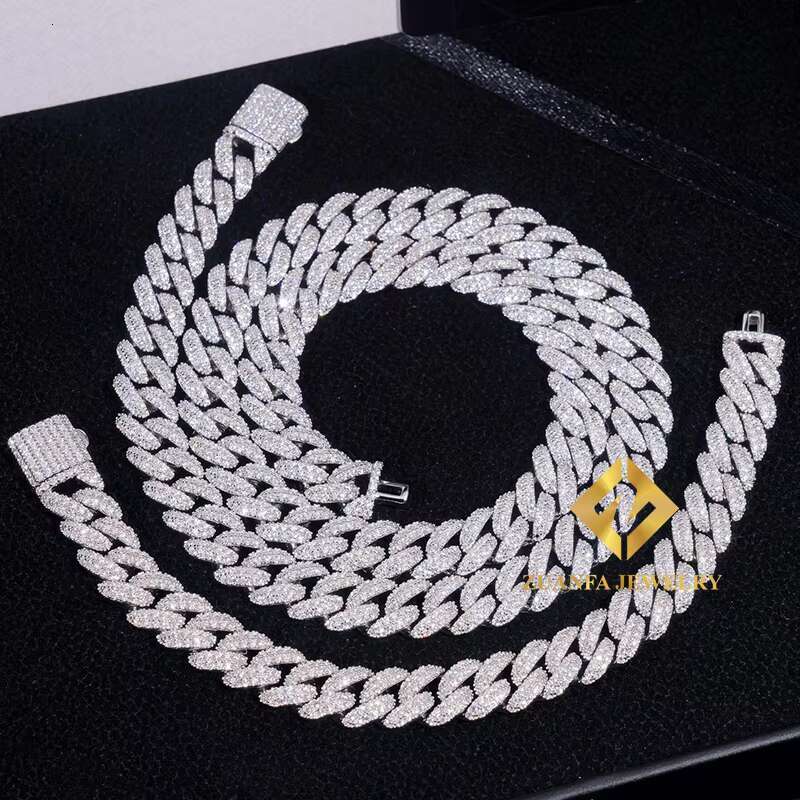 RTS Pass Dia Tester 10mm 2rows Moissanite Men's Bracelet Sier Cuban k Gold Plated Popular Chain