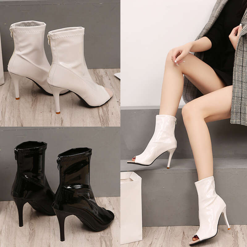 Woman Sandals Autumn New Sexy Fish Mouth Open Toed High Cool Thin Heels Round Head Jazz Dance Short Boots