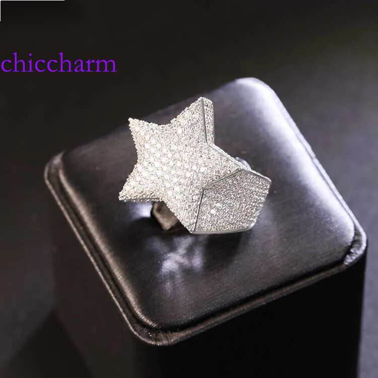 Ready To Ship Hiphop Star Fine Jewelry Iced Out Gold Plated S Sier VVS Moissanite Dia Cross Ring For Men Women