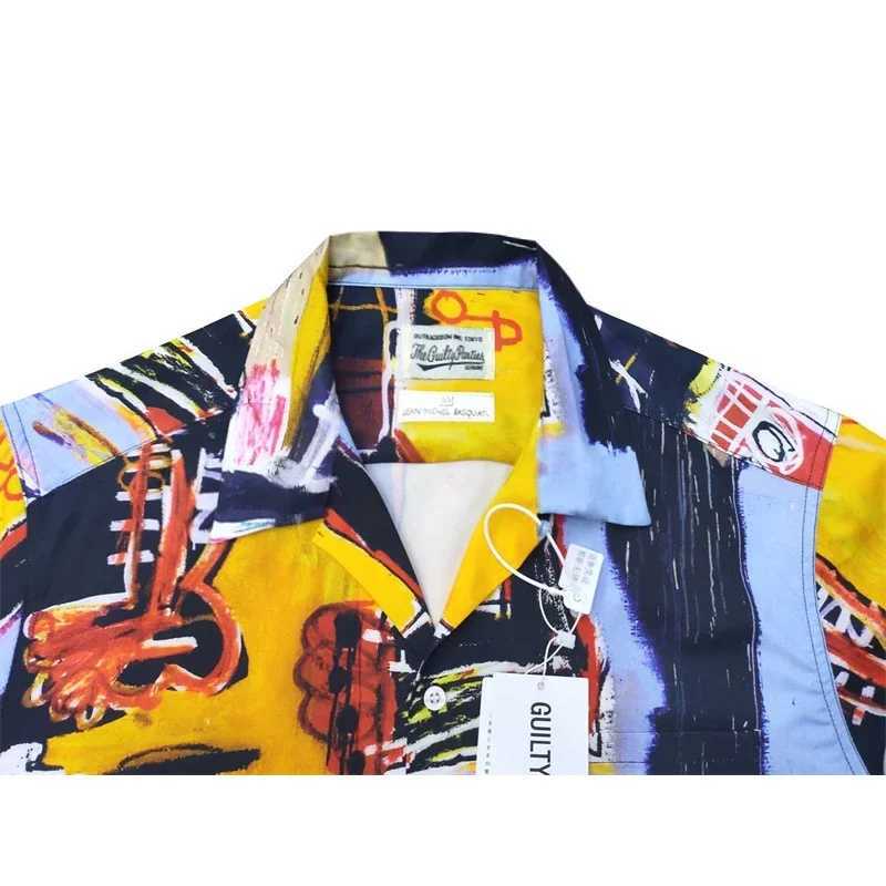 Outdoor leisure top T-shirt WACKO MAR Hawaiian beach shirt mens artist street graffiti quick drying lapel short sleeved shirt X250410