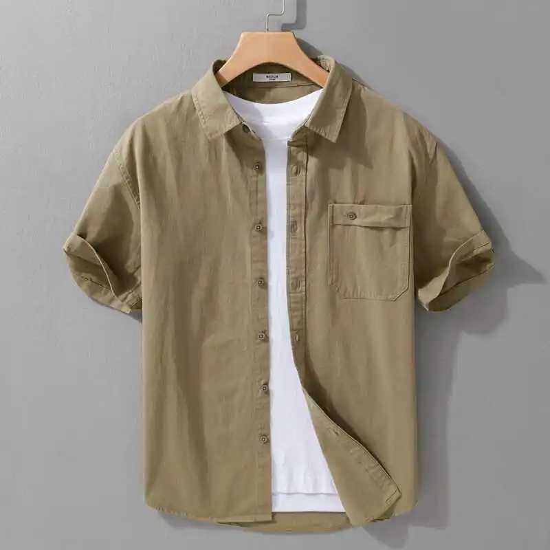 New mens workwear short sleeved shirt for summer 2025 casual and slim fit fresh and loose simple style X250410